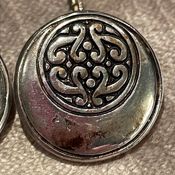 Vintage Silver 3/4” Button Style Earrings - Picture 2 of 9